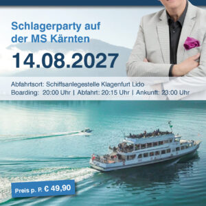 Eintrittskarte Wörthersee-Schifffahrt 2027 Mit Silvio Samoni – Samstag, 14.08.2027