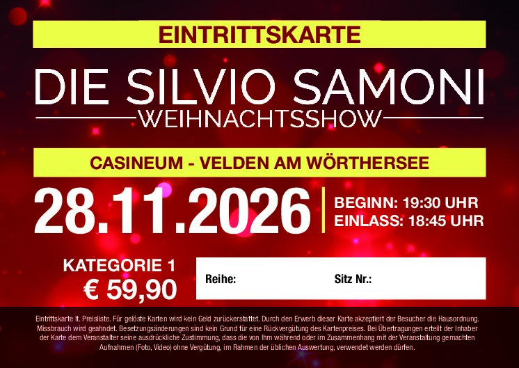 Eintrittskarte Weihnachtsshow Am 28.11.2026 Kategorie 1