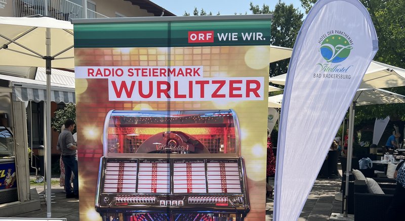 Radio Steiermark: Wurlitzer live aus dem Vital Café Samstag, 18. Juli 2026, Vitalhotel der Parktherme Bad Radkersburg.
