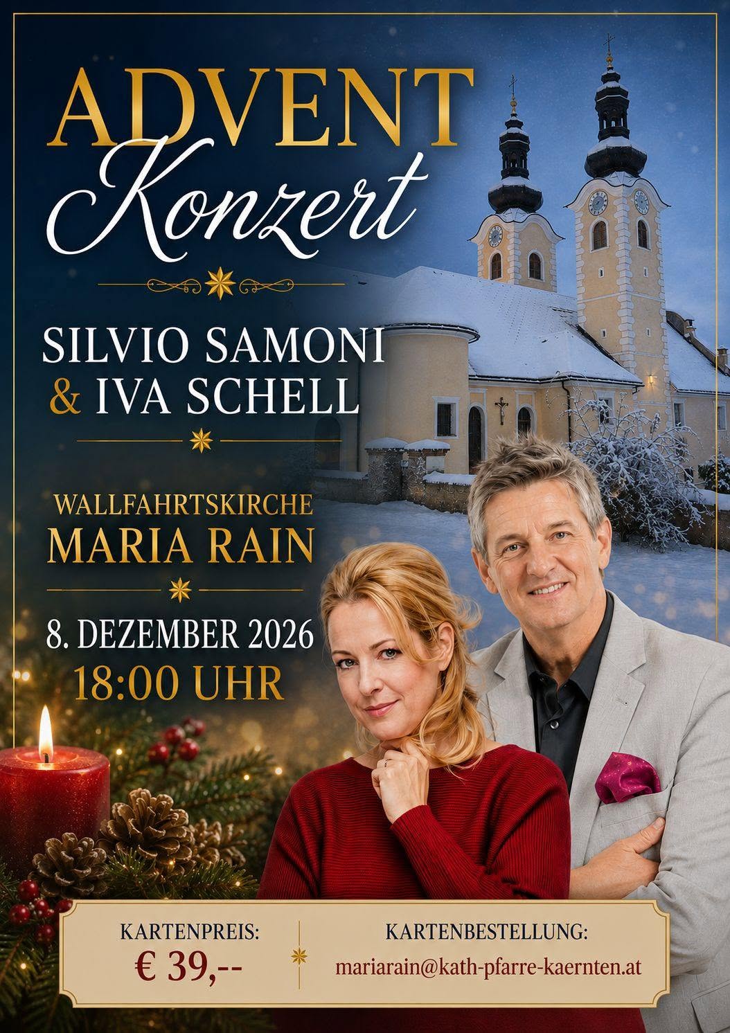 Adventkonzert – Wallfahrtskirche Maria Rain mit Silvio Samoni & Iva Schell
